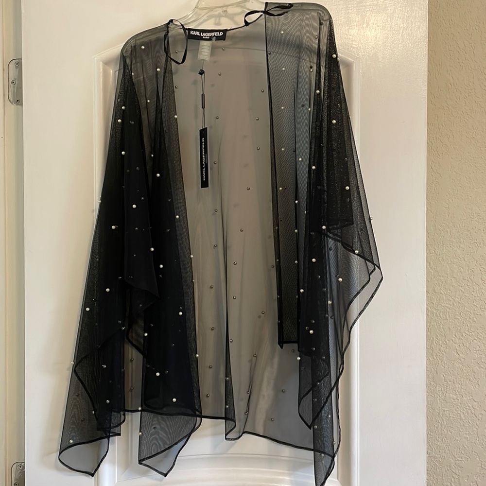 Karl Lagerfeld Tulle Pearl Shawl